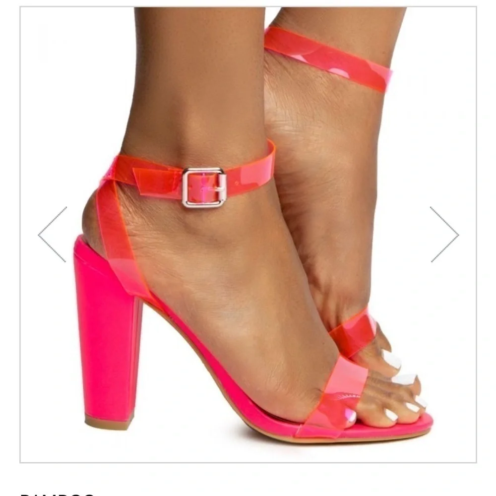 Bamboo Mania-41 One Band Heels Neon Pink Size 8 - Picture 2 of 14